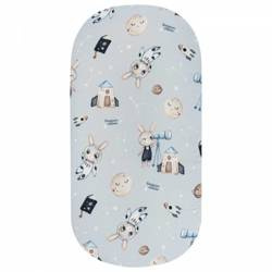Bambusowe Prześcieradło do łóżeczka - wzór Królik Astronom 60x120 cm 100% bambus